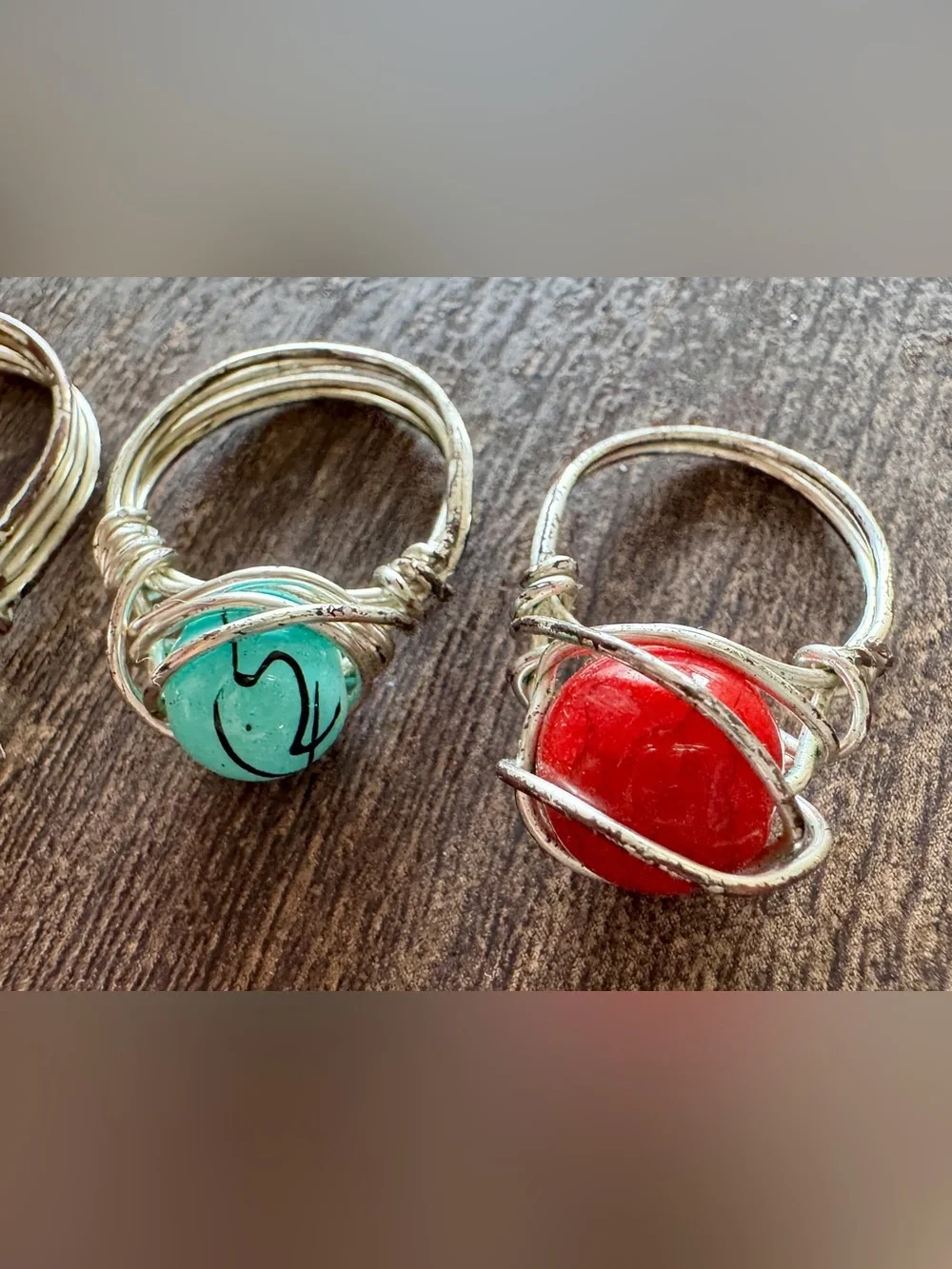 Four Wire-Wrapped Stone Rings